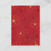 Rode Gouden Kersenbloesem Bruiloft Details Informatiekaartje (Achterkant)