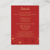 Rode Gouden Kersenbloesem Bruiloft Details Informatiekaartje (Voorkant)