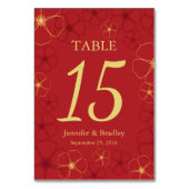 Rode & Gouden Kersenbloesem Trouwtafel Nummer Ca Kaart (Voorkant)