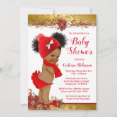 Rode Gouden Kerst Baby Shower Kaart (Voorkant)