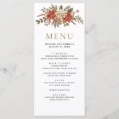 Rode Gouden Kerst Bloemige Bruiloft Menu (Voorkant)