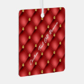 Rode Gouden Kerst Ornament Met Persoonlijke Tekst (Voorkant Rechts)