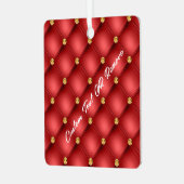Rode Gouden Kerst Ornament Met Persoonlijke Tekst (Voorkant links)