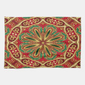 Rode Gouden Kerst Vakantie Keuken Handdoek (Horizontaal)