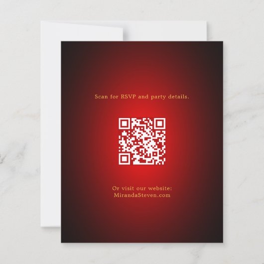 Rode gouden kerstbal QR-code Kerstfeest uitnodigin (Achterkant)