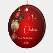 Rode gouden kerstballen keramisch ornament (Links)