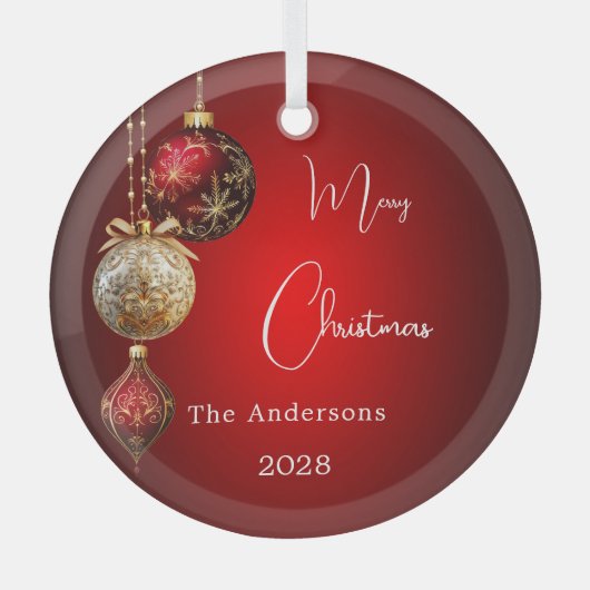 Rode gouden kerstballen kerstdecor glas ornament (Voorkant)