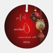 Rode gouden kerstballen kerstdecor glas ornament (Achterkant)