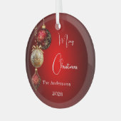 Rode gouden kerstballen kerstdecor glas ornament (Voorkant links)