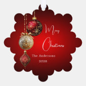Rode gouden kerstballen kerstdecor ornament kaart (Achterkant)