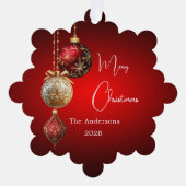 Rode gouden kerstballen kerstdecor ornament kaart (Voorkant)