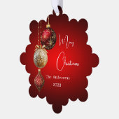 Rode gouden kerstballen kerstdecor ornament kaart (Links)