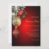 Rode gouden kerstballen personeelsfeest Kerstfeest Kaart (Voorkant)