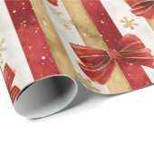 Rode Gouden Kerstbogen Cadeaupapier (Rol Hoek)
