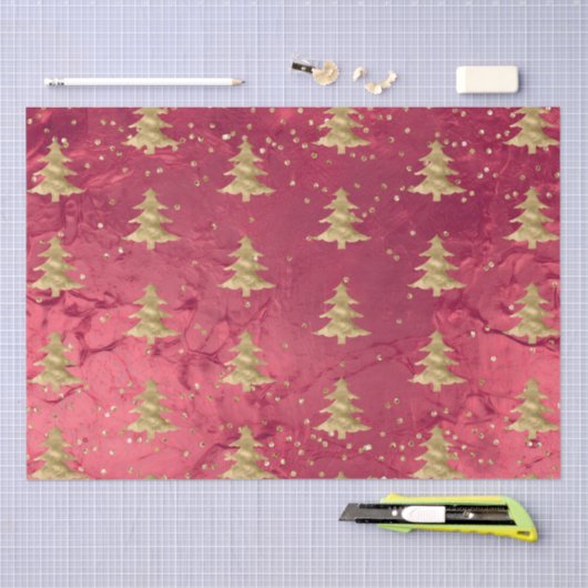 rode gouden kerstbomen tissuepapier (Craft)