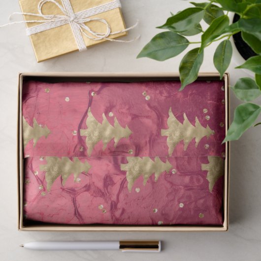rode gouden kerstbomen tissuepapier (Geschenk)