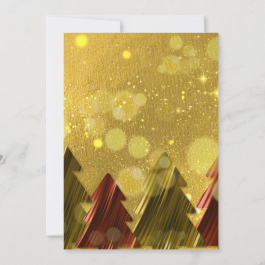 Rode Gouden Kerstbomen Vakantie Party Uitnodiging (Achterkant)