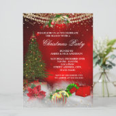 Rode Gouden Kerstboom Festive Kerstfeest Kaart (Staand voorkant)