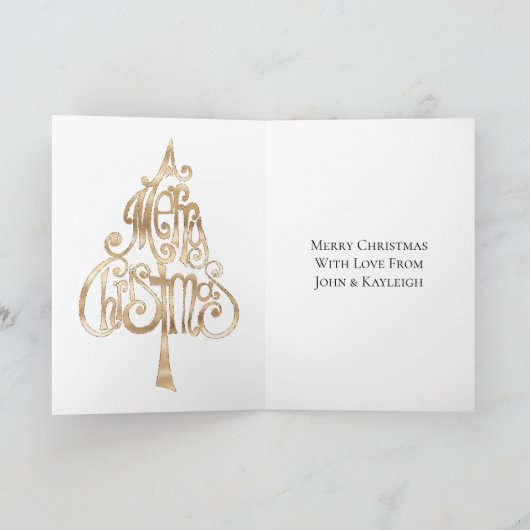 Rode gouden kerstboom kaart (Binnen)