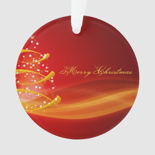 Rode Gouden Kerstboom Merry Christmas Versiering Ornament (voorkant)