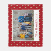 Rode Gouden Kerstboom Patroon Familie Foto Fleece Deken (Voorkant)