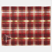 Rode Gouden Kerstboom Tartan Patroon#7 ID1009 Fleece Deken (Voorkant (Horizontaal))
