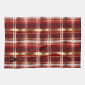 Rode Gouden Kerstboom Tartan Patroon#7 ID1009 Theedoek (Horizontaal)