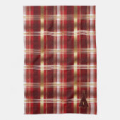 Rode Gouden Kerstboom Tartan Patroon#7 ID1009 Theedoek (Verticaal)