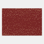 Rode gouden kerstboomstrips inpakpapier vel (Voorkant 3)