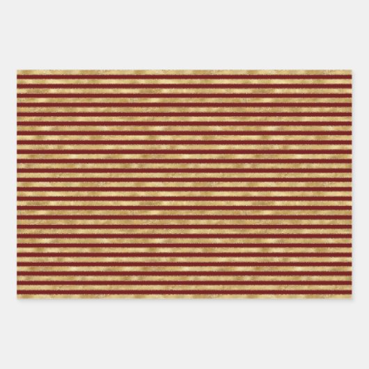 Rode gouden kerstboomstrips inpakpapier vel (Voorkant 2)