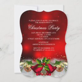 Rode & Gouden Kerstklokken Kerstfeest Uitnodiging
