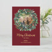 Rode & Gouden Kerstkrans Vakantie Kaart (Staand voorkant)