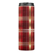 Rode Gouden Kerstmis Tartan Patroon#7 ID1009 Thermosbeker (Achterkant)