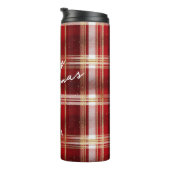 Rode Gouden Kerstmis Tartan Patroon#7 ID1009 Thermosbeker (Geroteerd rechts)