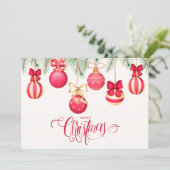 Rode gouden kerstsierplanten feestdagenkaart (Staand voorkant)