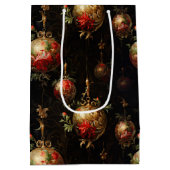 Rode gouden kerstsierplanten medium cadeauzakje (Achterkant)