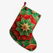 Rode Gouden Kerstvakantie Kous Grote Kerstsok (Voorkant (Hangend))
