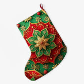 Rode Gouden Kerstvakantie Kous Grote Kerstsok (Achterkant (Hangend))