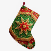 Rode Gouden Kerstvakantie Kous Grote Kerstsok (Voorkant (Hangend))