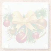 RODE & GOUDEN KERSTVERSIERINGEN & GOUDEN BOOG GLAZEN ONDERZETTER (Achterkant)