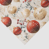 Rode Gouden Kerstversieringen Holly Berry Decoupag Tissuepapier (Detail)