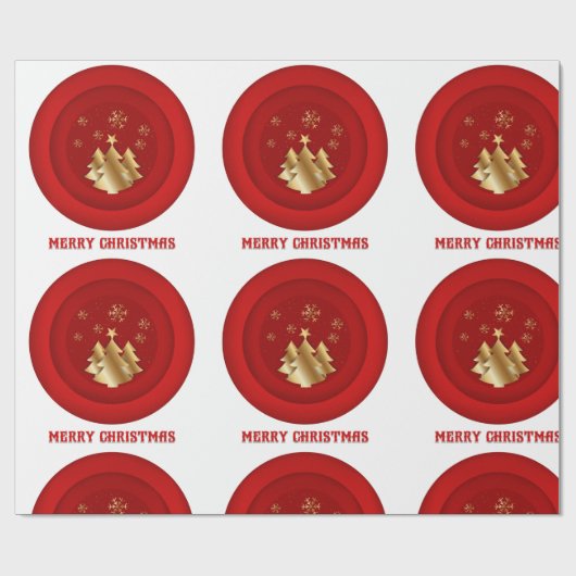 Rode & Gouden Kerstwaszegel Inpakpapier (Vlak)