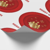 Rode & Gouden Kerstwaszegel Inpakpapier (Hoek)