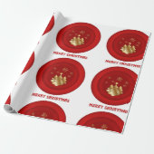 Rode & Gouden Kerstwaszegel Inpakpapier (Uitgerold)