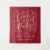 Rode Gouden Klas van 2026 Feest Afstudeerbackdrop Wandkleed (Voorkant)