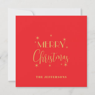 Rode & Gouden Kleuren Prettig Kerstmis Familienaam Kaart