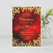 Rode Gouden Krans Kerstfeest Uitnodiging (Staand voorkant)