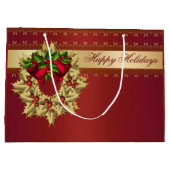 Rode Gouden Krans Kerstmis Vakantie Gift Groot Cadeauzakje (Achterkant)