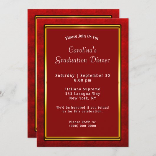 Rode gouden Lijst maroon Afstuderen Kaart (Voorkant / Achterkant)