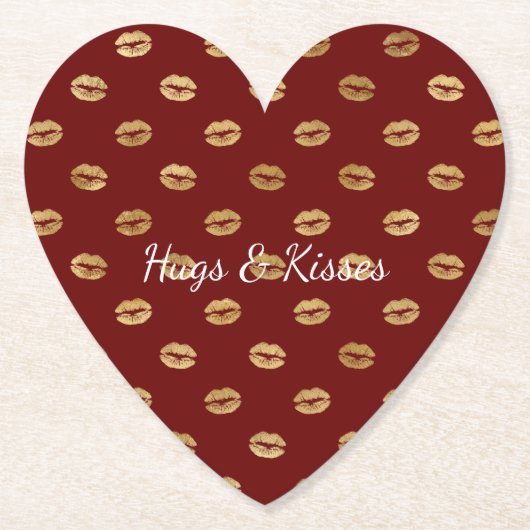 Rode gouden lippen kartonnen onderzetters (Voorkant)